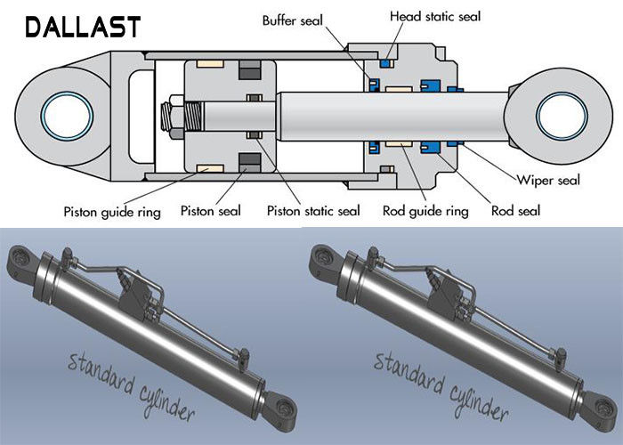 Industrial Double Acting Hydraulic Cylinder , Welded Boom Hydraulic Cylinder